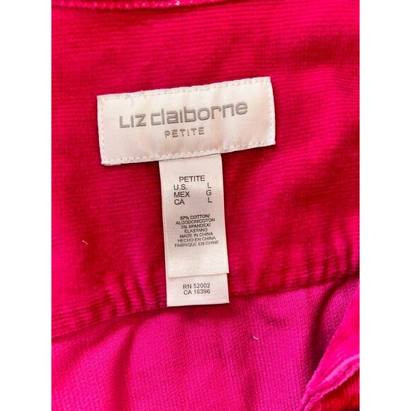 Liz Claiborne Pink Corduroy Jacket Retro Style Collared Button Up Casual Coat - Picture 8 of 9